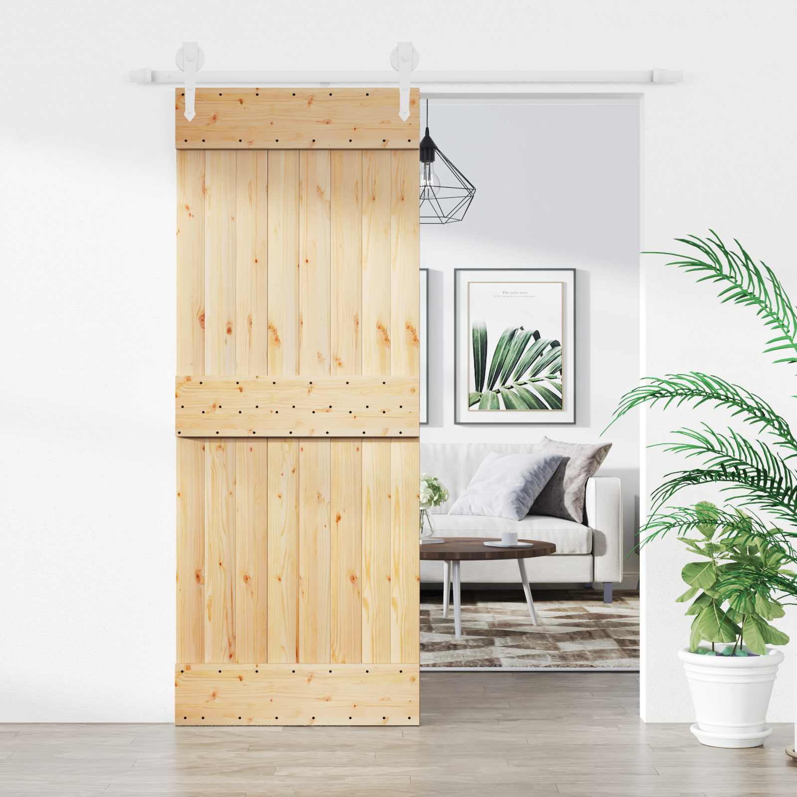 Schiebetür 80 x 210 cm Massivkiefer (Unbehandelt)