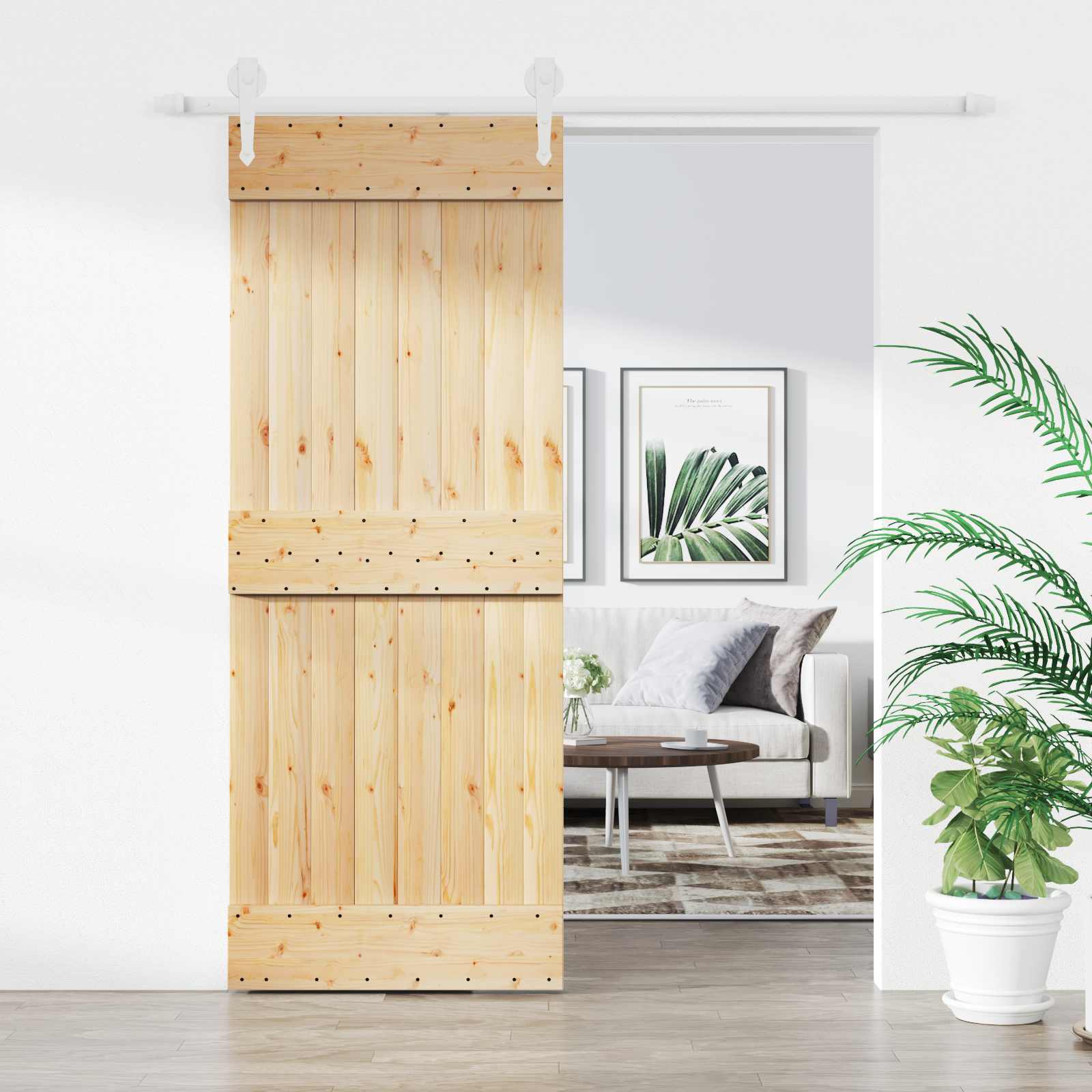 Schiebetür 80 x 210 cm Massivkiefer (Unbehandelt)