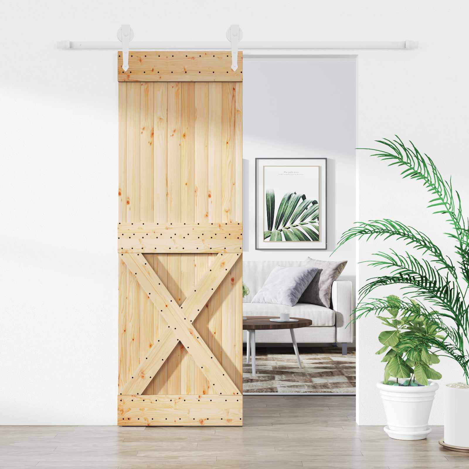 Schiebetür 70 x 210 cm Massivkiefer (Unbehandelt)