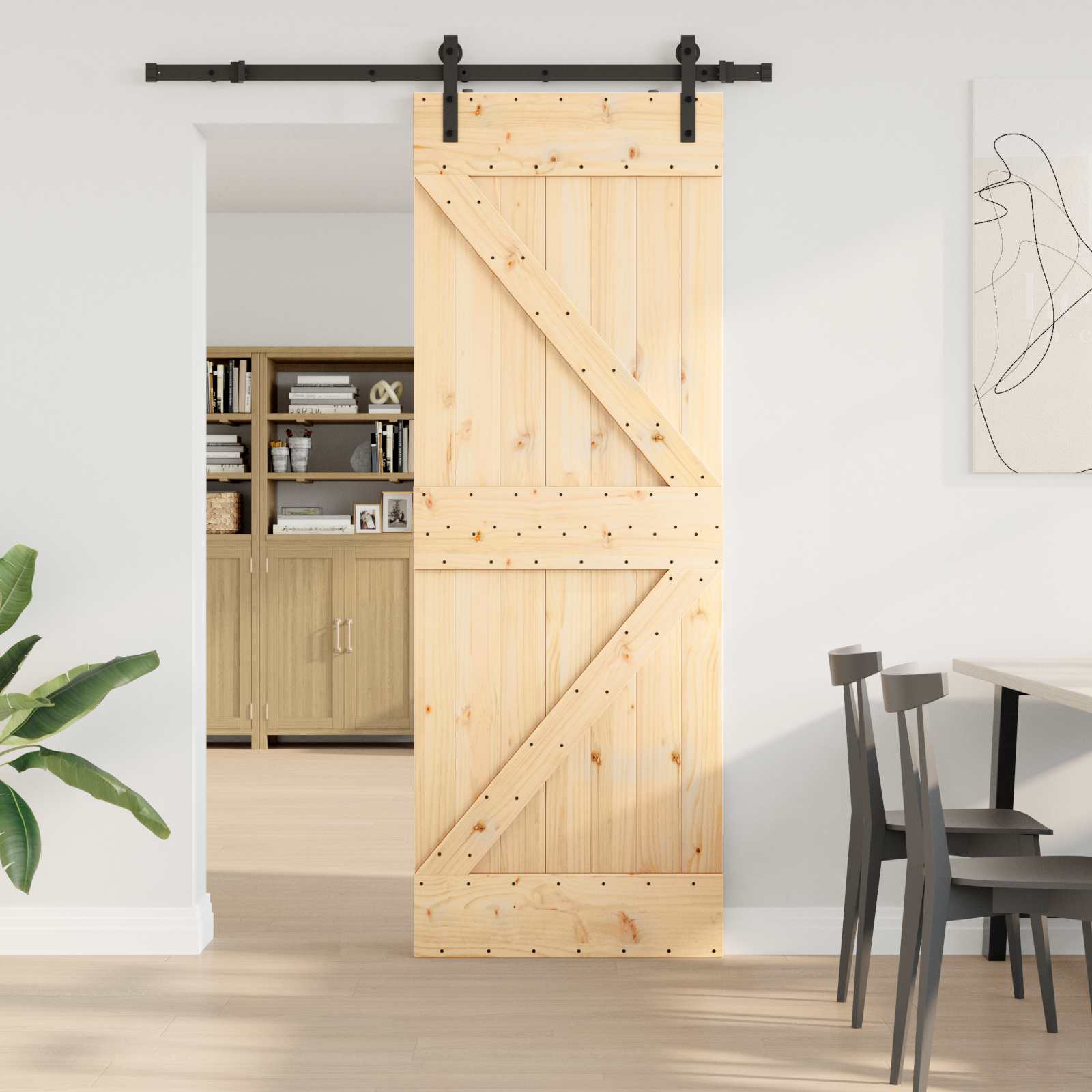 Schiebetür NARVIK 70 x 210 cm (152,5 cm) Natürlich und Schwarz