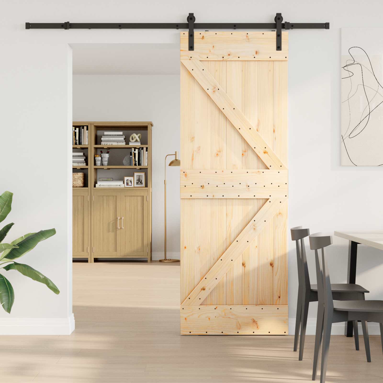 Schiebetür NARVIK 70 x 210 cm (213,5 cm) Natürlich und Schwarz