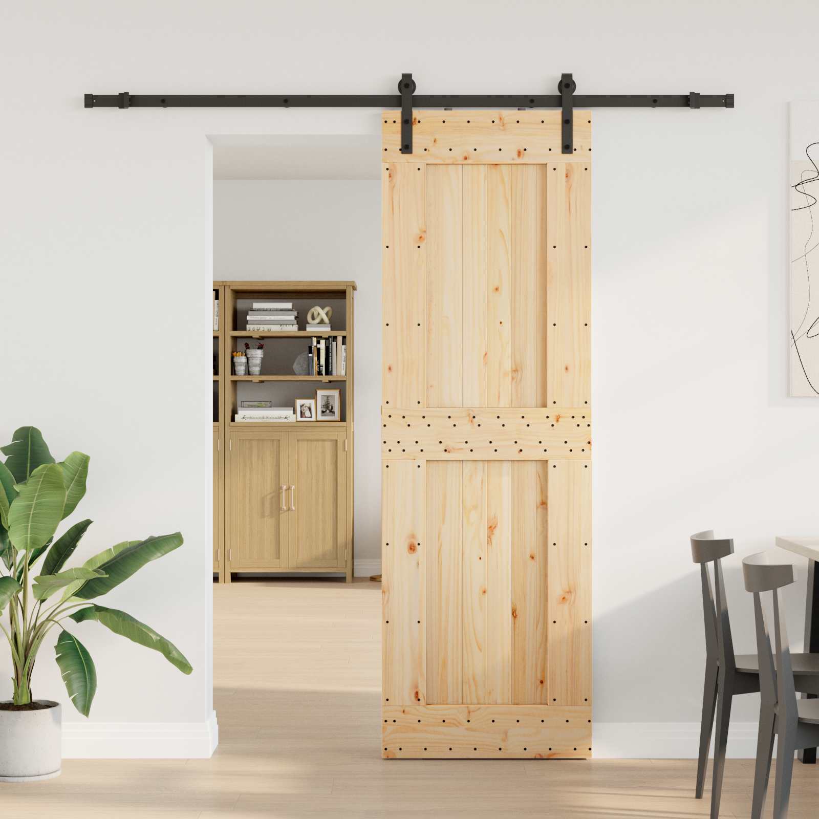 Schiebetür NARVIK 70 x 210 cm (213,5 cm) Natürlich und Schwarz