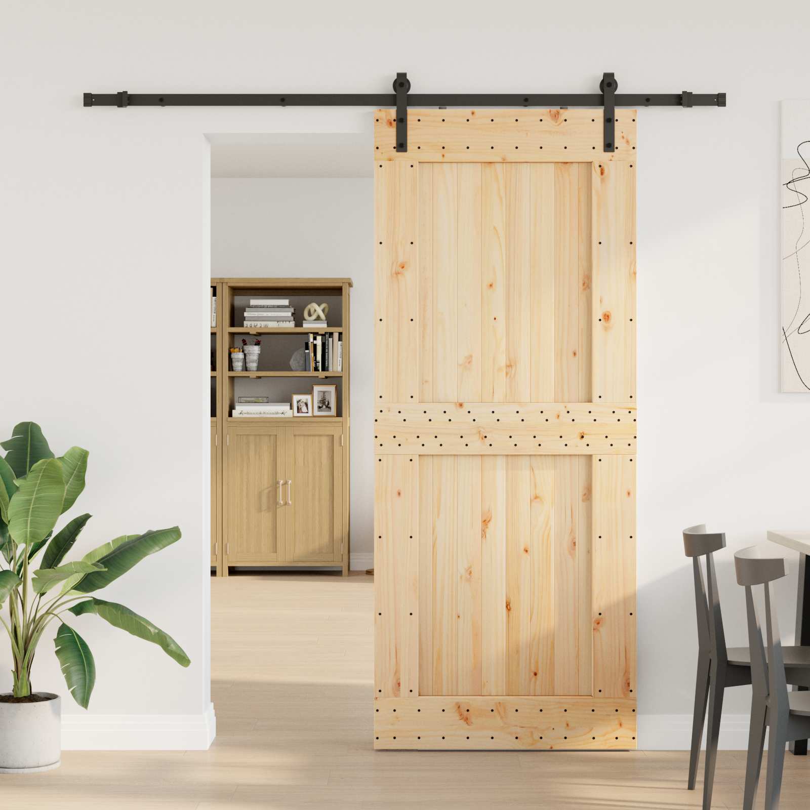 Schiebetür NARVIK 95 x 210 cm (213,5 cm) Natürlich und Schwarz