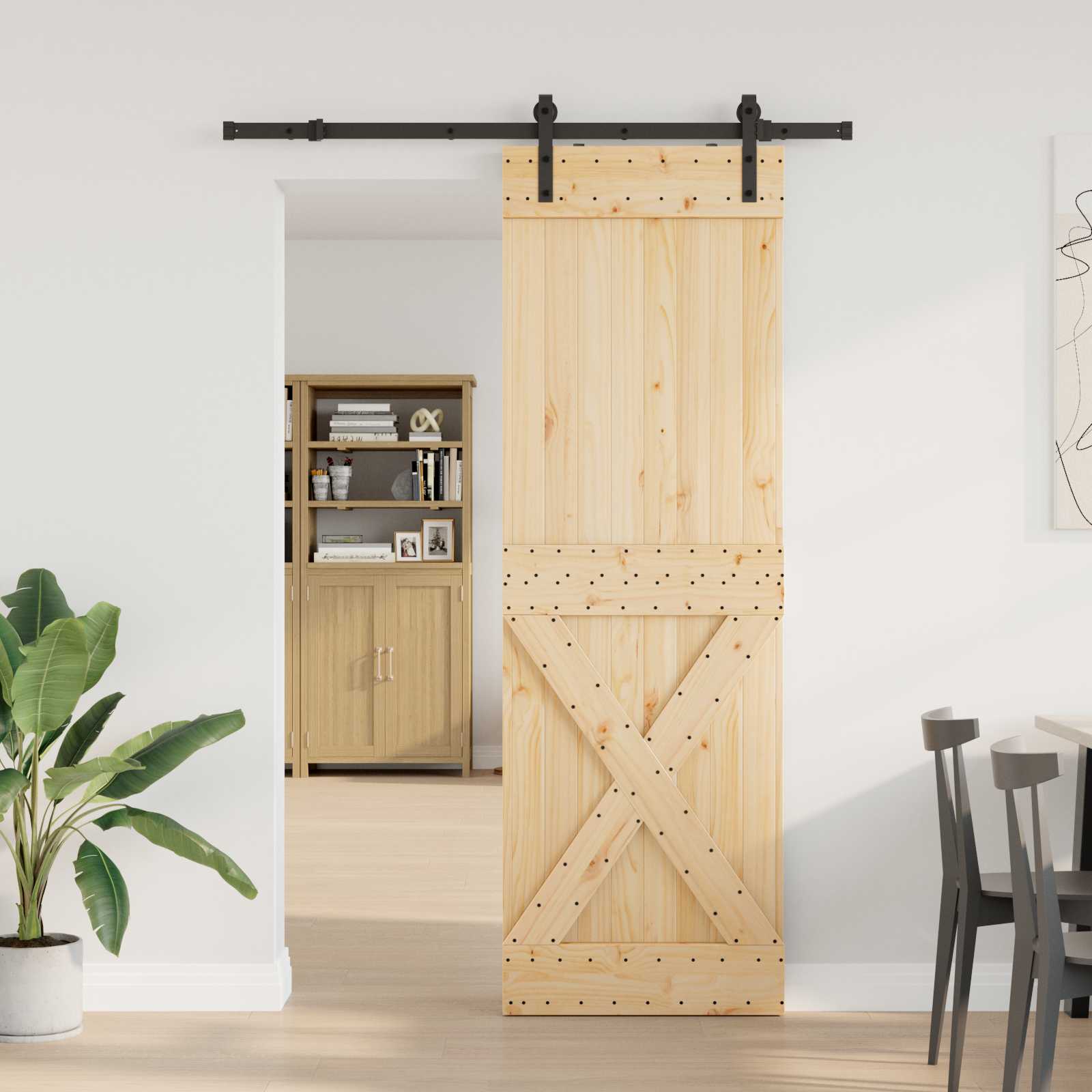 Schiebetür NARVIK 70 x 210 cm (152,5 cm) Natürlich und Schwarz