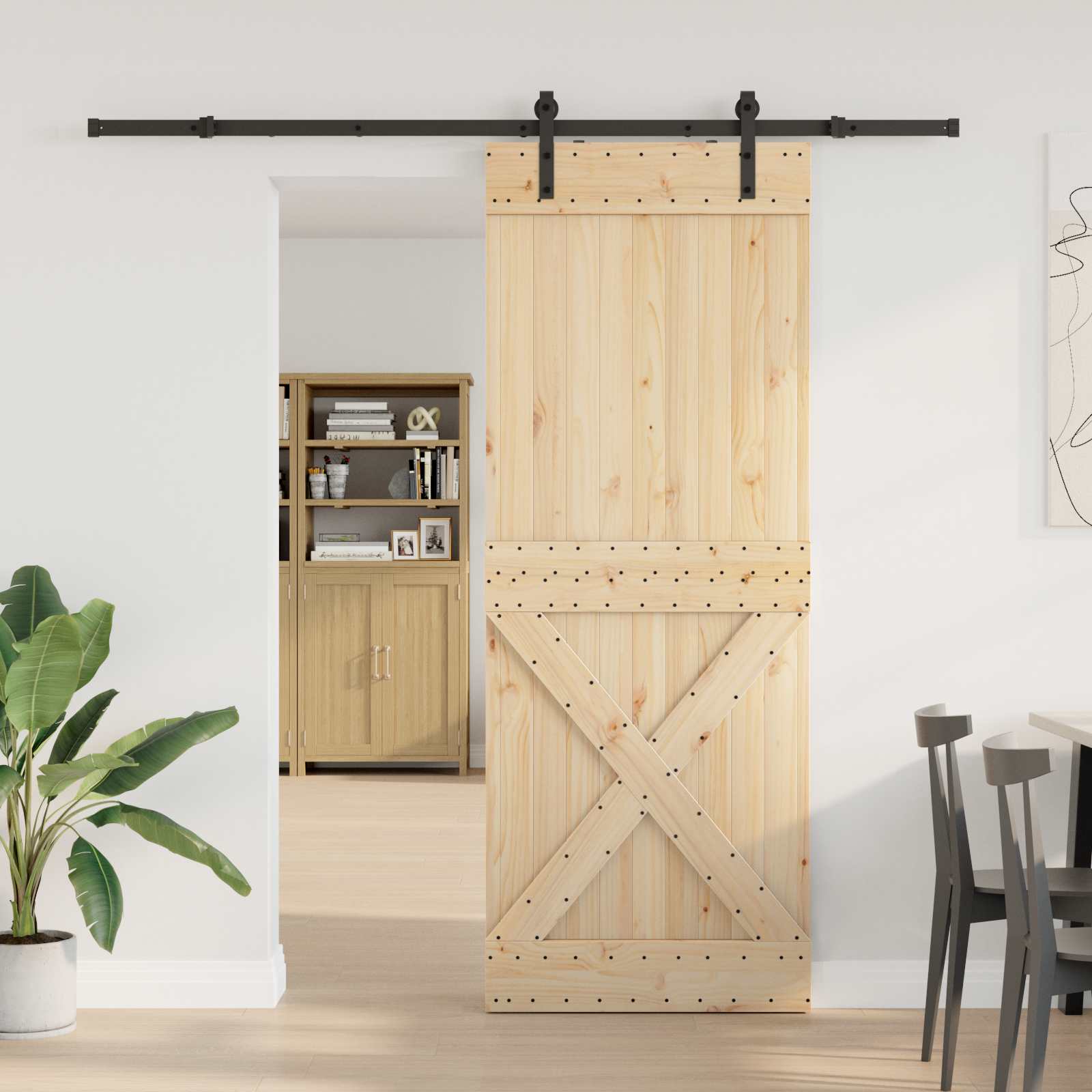 Schiebetür NARVIK 85 x 210 cm (213,5 cm) Natürlich und Schwarz