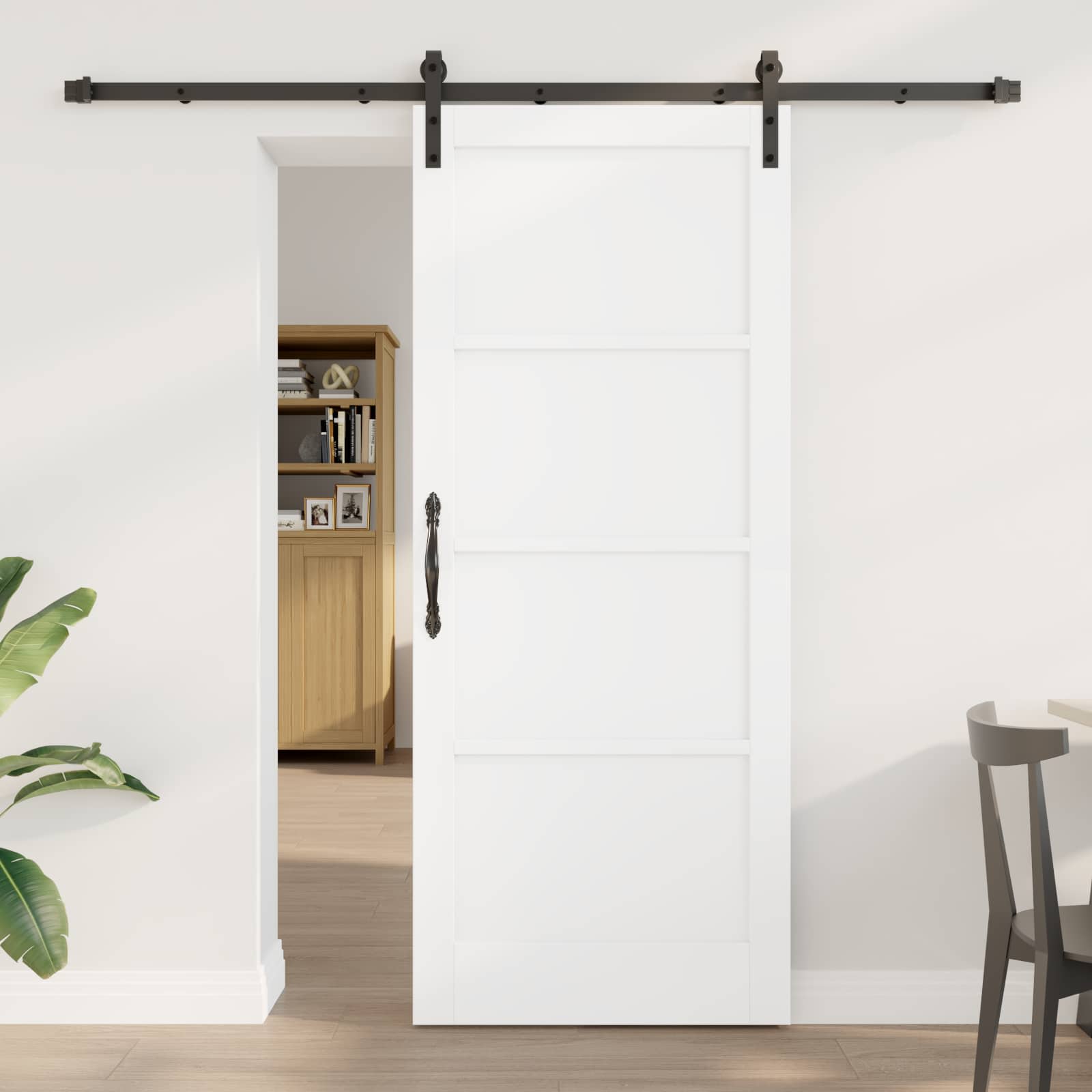 Schiebetür Weiß 83 x 202 cm Massives Kiefernholz