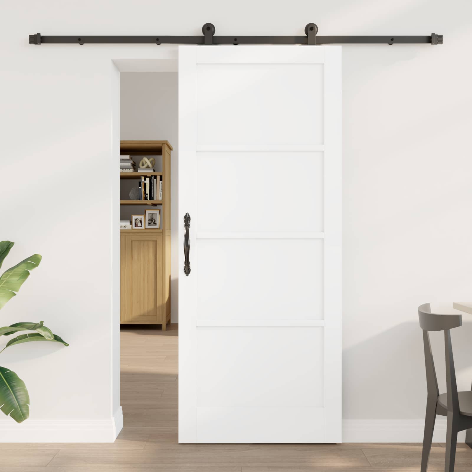 Schiebetür ORKDAL 83 x 202 cm Massives Kiefernholz Weiß