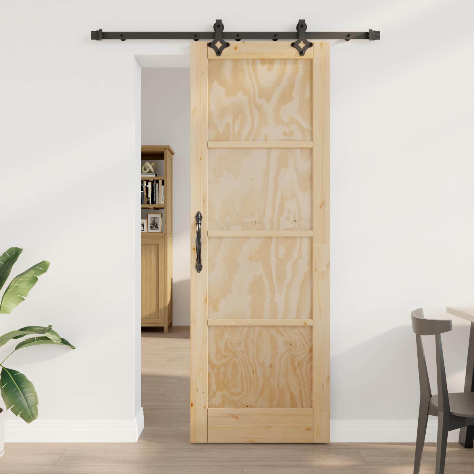 Schiebetür ORKDAL 73,5 x 211 cm Massives Kiefernholz Natur