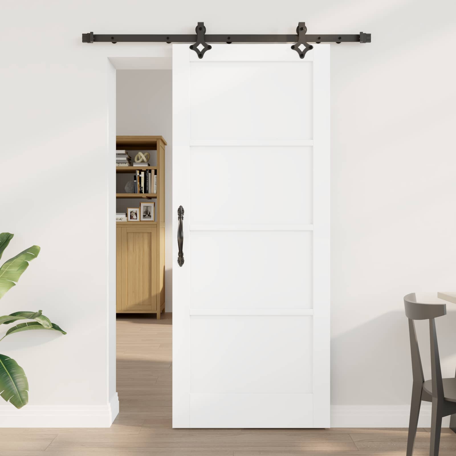 Schiebetür ORKDAL 83 x 202 cm Massives Kiefernholz Weiß