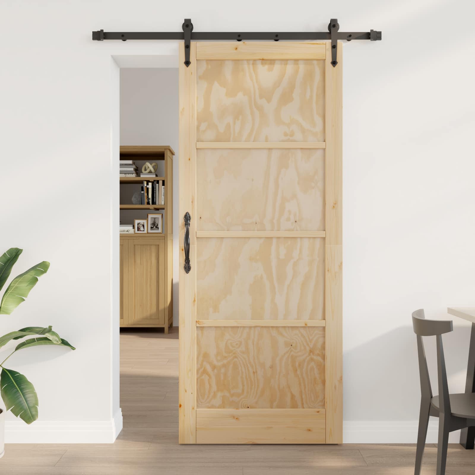 Schiebetür ORKDAL 86 x 211 cm Massives Kiefernholz Natur